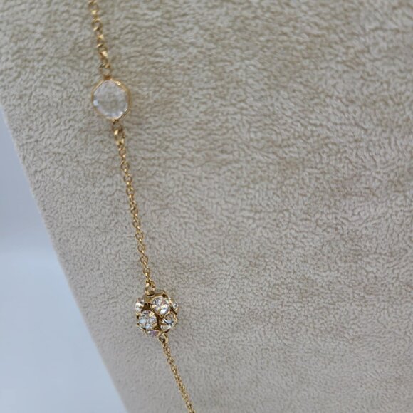 J Crew Lavender Bead with Clear Crystal Stations Long Necklace NWOT! - Picture 6 of 12